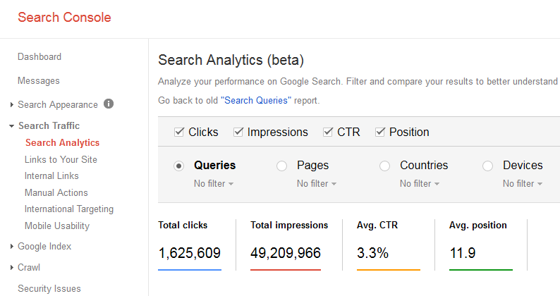 search console keyword traffic