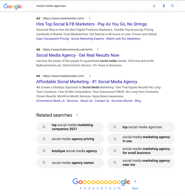 google ads at the bottom of the SERP