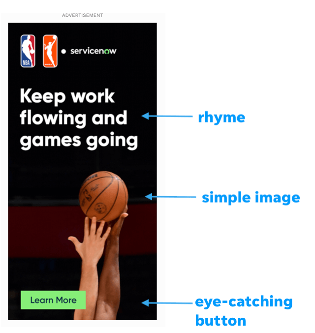 display ad copy with rhyming: source: https://www.wordstream.com/wp-content/uploads/2021/12/ad-copy-examples-nba.png