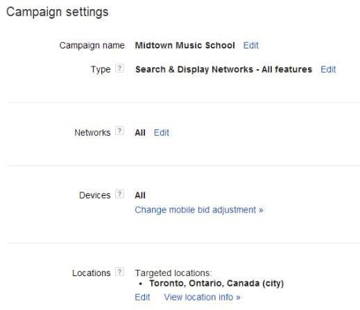 AdWords optimization geolocation settings menu