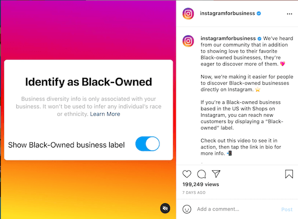 black-owned profile attribute on instagram