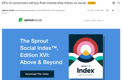 b2b email marketing example—sprout social