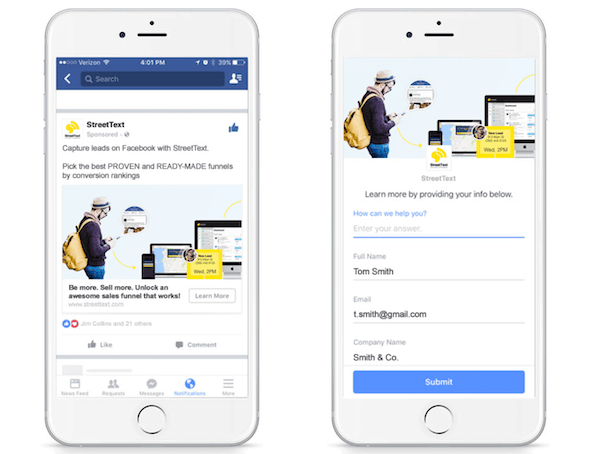 facebook lead ad example