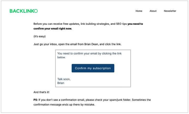 backlinko thank you page example