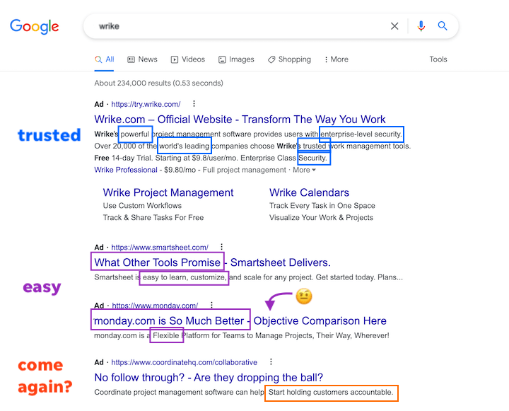 google search ad copy example - competitive ad copy