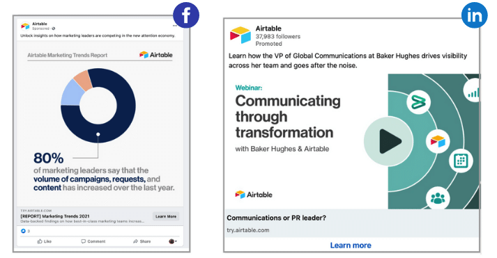 example of consistent branding on facebook and linkedin