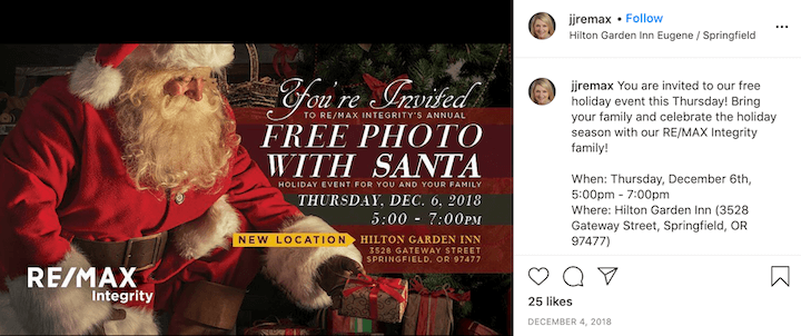 december marketing ideas: remax santa instagram post