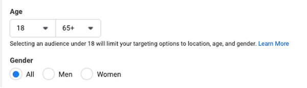 facebook ad targeting in iOS 14 and privacy first world: demographic targeting setup