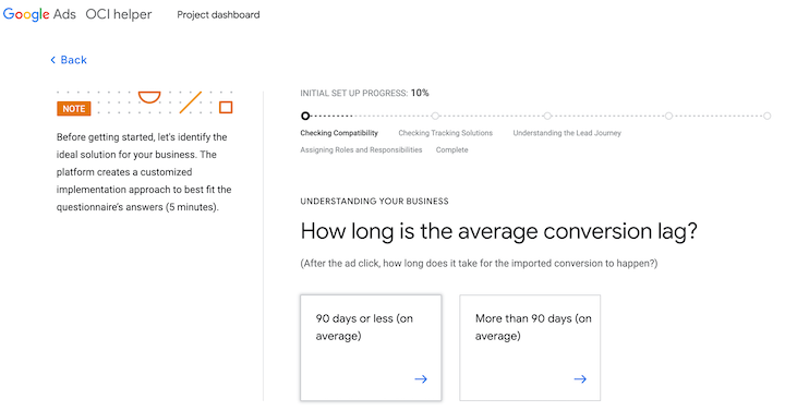 google ads oci helper tool questionnaire