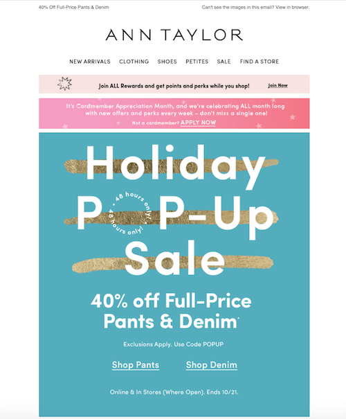 holiday popup sale