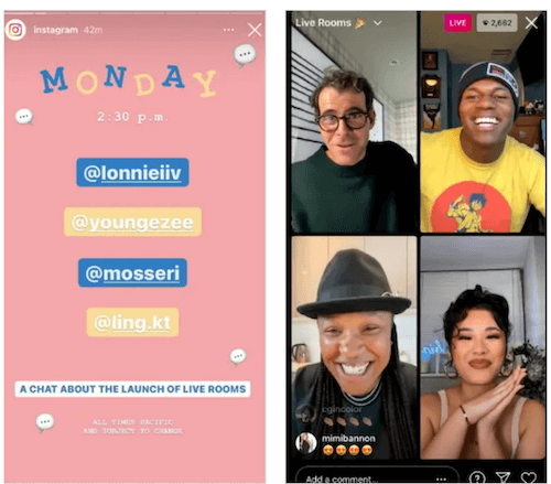 instagram features: live rooms