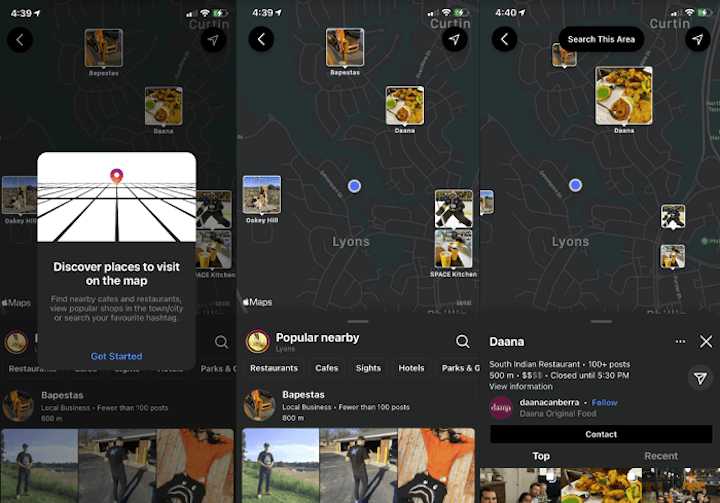 instagram features: maps search