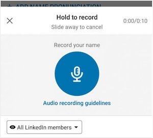 record name screen on linkedin