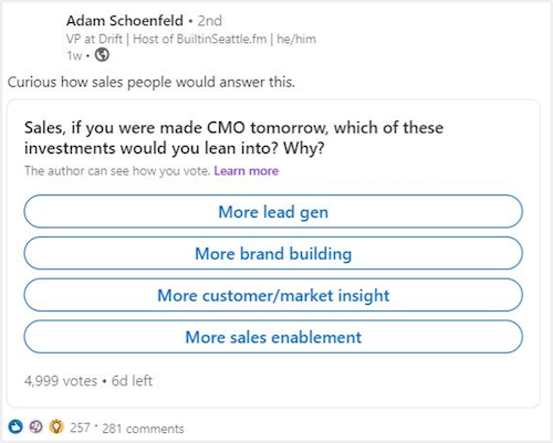 example of linkedin company page poll