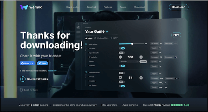 thank you page examples: wemod's short and sweet download thank you page