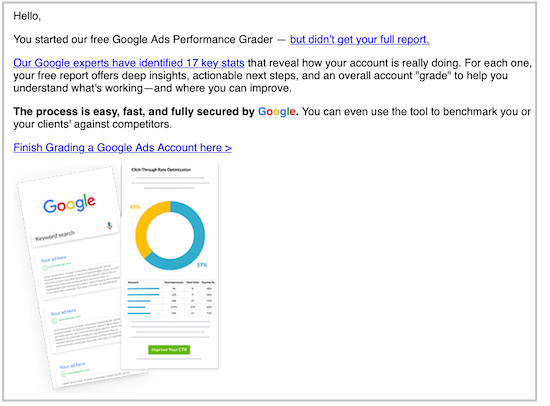 trigger email example: nudge to complete process