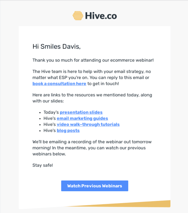 trigger email example: remarketing email