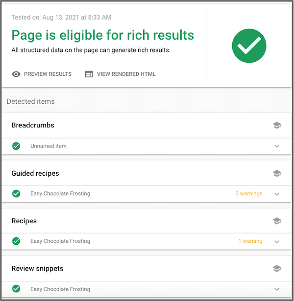 google search console page schema eligibility checker