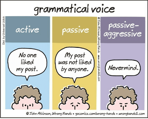 active vs passive voice cartoon