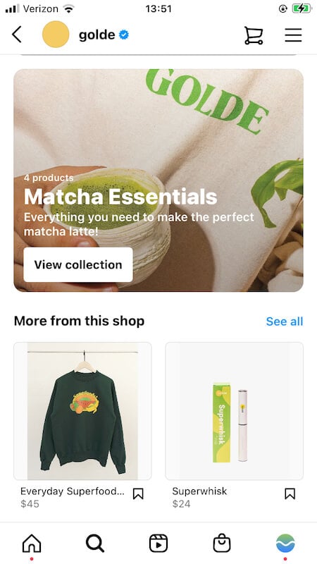 social media marketing platforms - instagram shop example