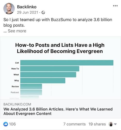 engaging facebook post ideas - industry insights post example