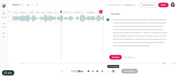 free ai content generators - podcastle