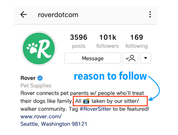 how to get more instagram followers - reason to follow in bio