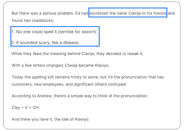 how to name a business - klaviyo spelling explanation