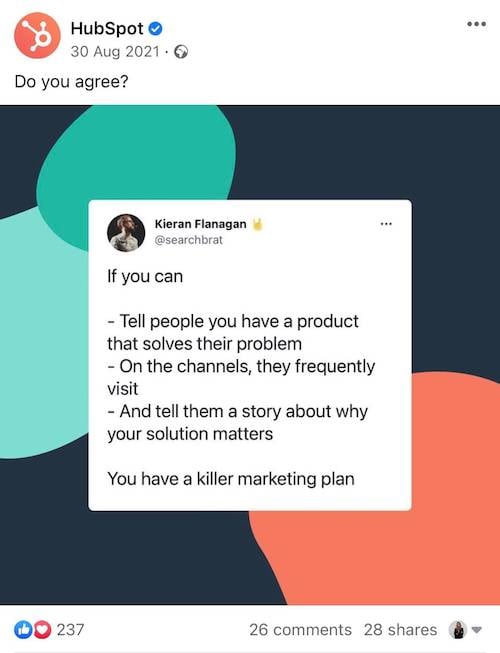 interactive facebook post ideas - hubspot question example