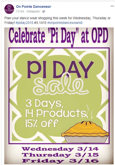 march marketing ideas - national pi day promotion on facebook