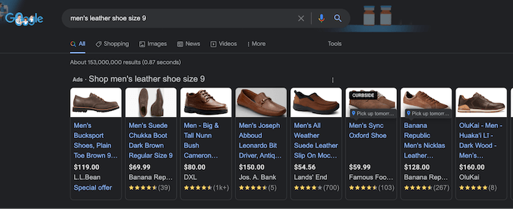 o que é roas alvo nos anúncios do google - resultados do google shopping