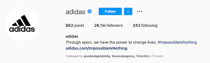 cool instagram bio ideas - adidas