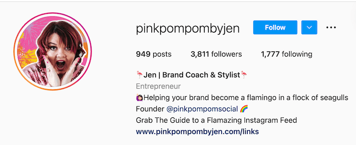 Sample of instagram profile