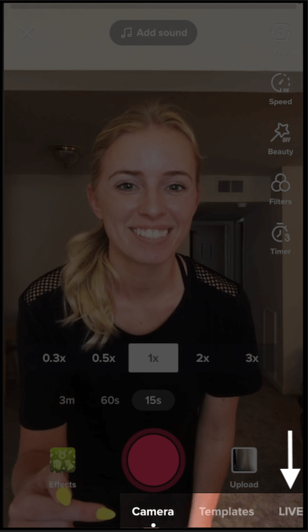como fazer live no tiktok - opções de câmera
