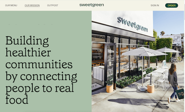 how to market a restaurant - sweetgreen mission statement example