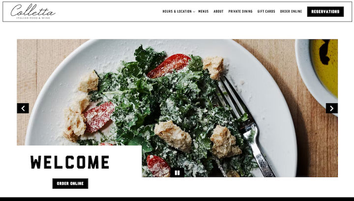how to market a restaurant - website hero image example