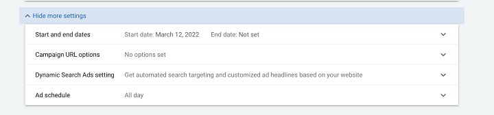 كيفية تشغيل حملة Google Ads - مثال على اختيار تاريخ بداية ونهاية حملة Google Ads
