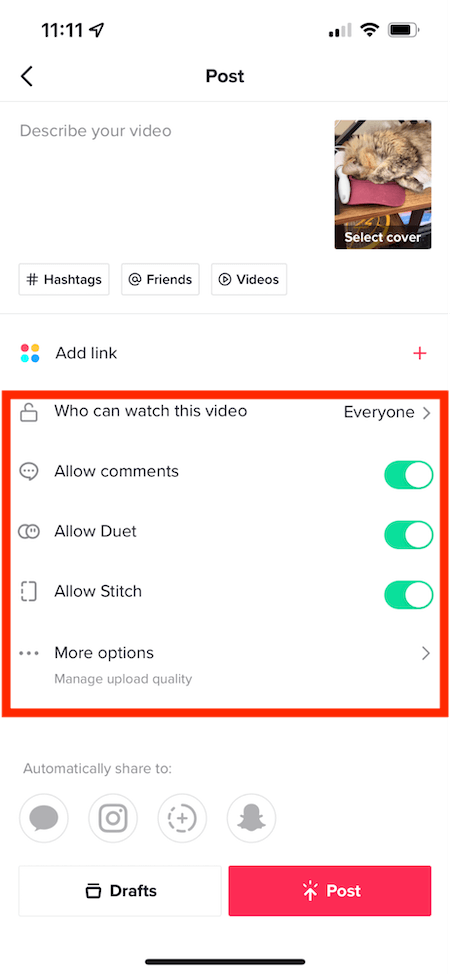 how to turn stitch on and off on tiktok - sharing settings