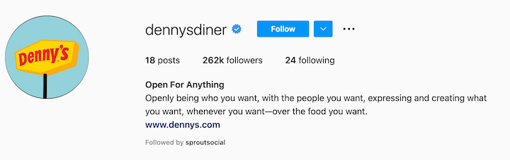 inspiring instagram bios - dennys inclusive messaging