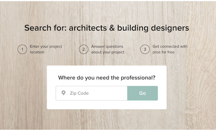 landing page - three step instructions by houzz