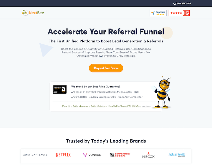 product landing page - next bee