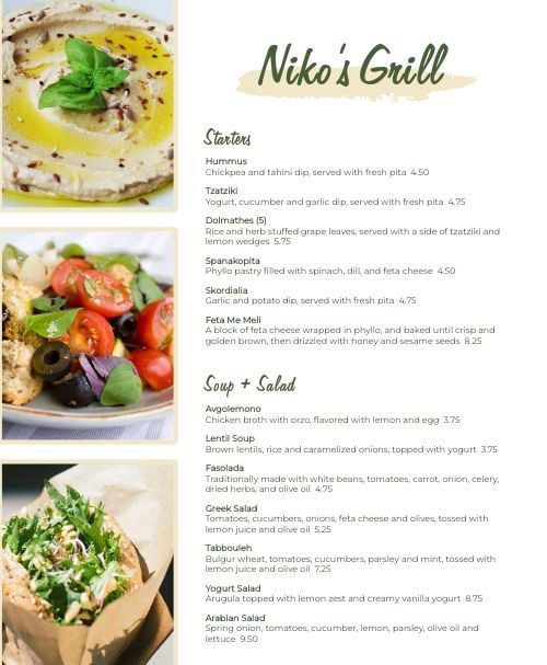 restaurant marketing ideas - attractive menu example