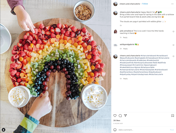 saint patrick's day instagram captions - rainbow fruit arrangement