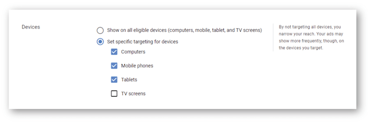 youtube advertising device placements