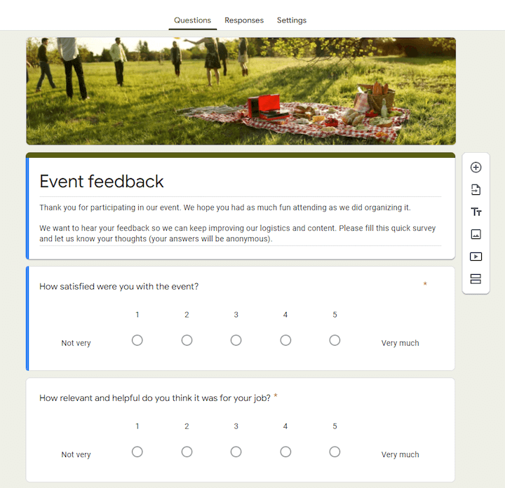 Survey Examples - Startquestion - create online surveys and forms