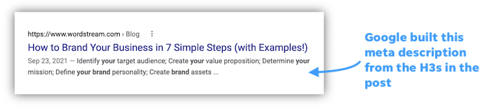 how to rank higher on google - example of meta description google built