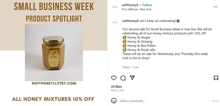 may marketing ideas - small business week instagram example