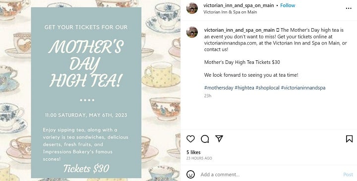 mothers day instagram captions - example of a strong cta in a small business instagram post