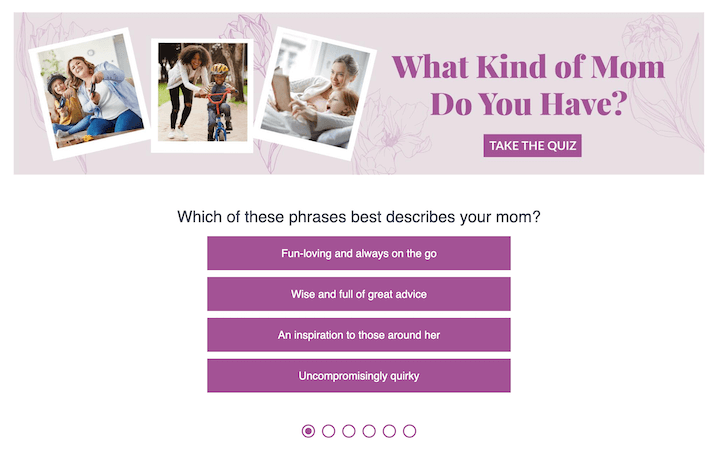 mothers day marketing ideas - quiz 