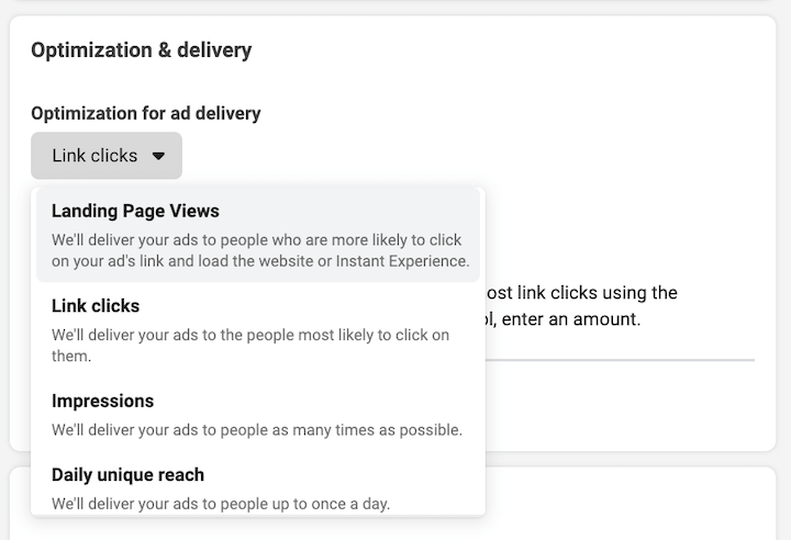 facebook optimization delivery